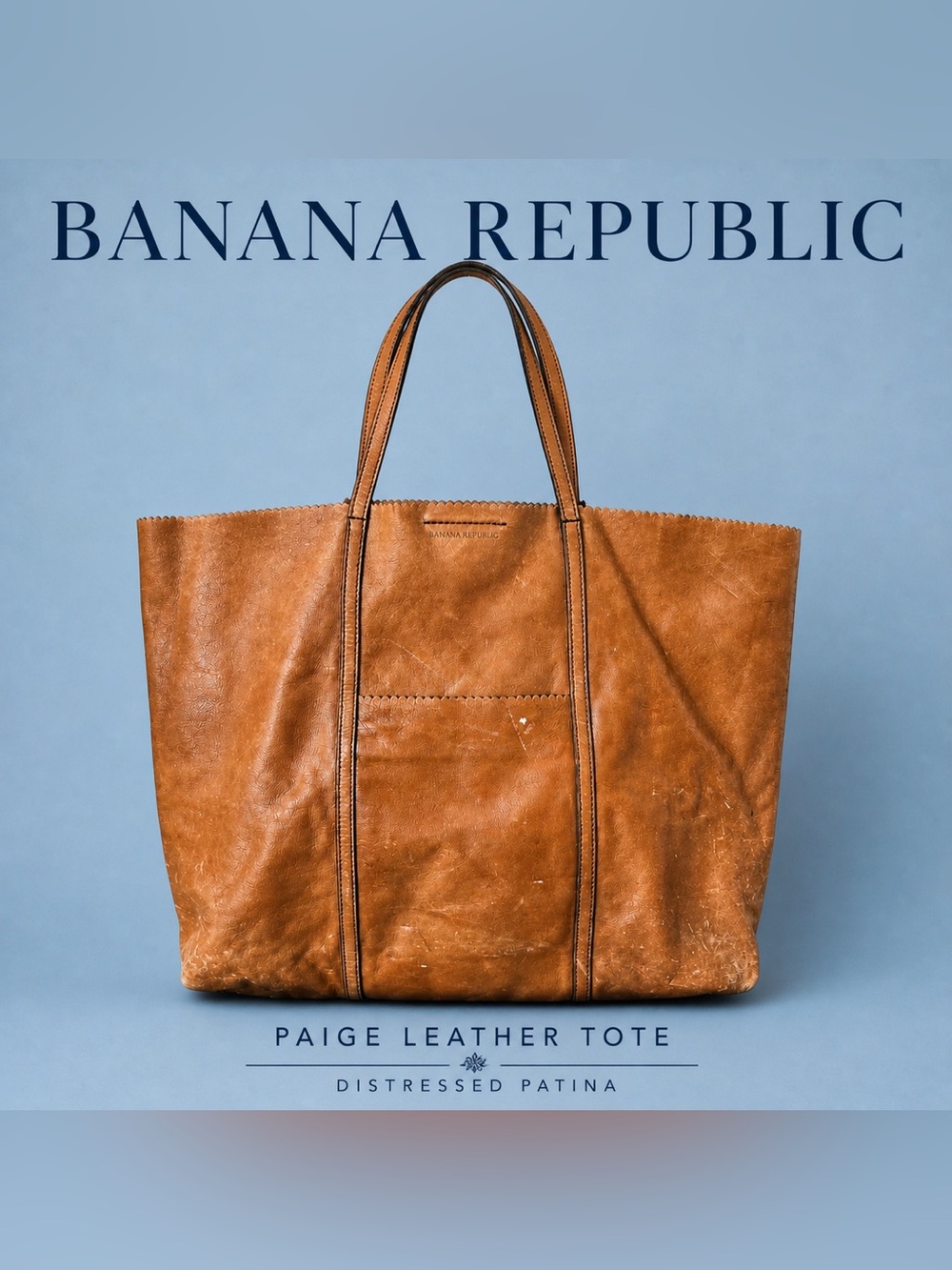 Banana Republic Paige Leather Tote Distressed Paige Pinking Shears Bag